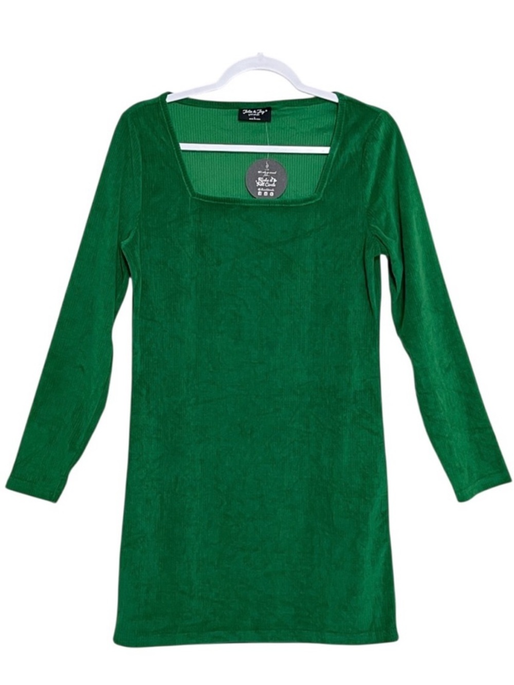 NEW Jolie & Joy Ribbed Long Sleeve Mini Dress Holiday Christmas Green Size L